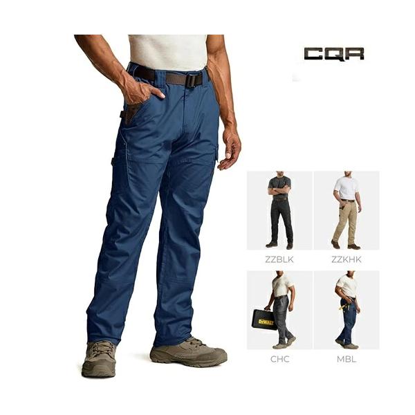 メンズ カーゴパンツ ストレッチ リップストップ 撥水 防汚 通気性 軽量 多機能ポケット付き ウエストゴム仕様 アウトドア ワークパンツ 作業ズボン CQR TWP707