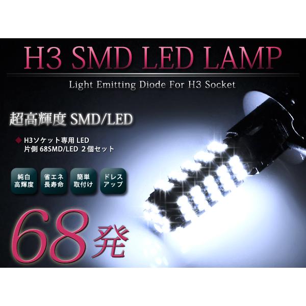 メール便送料無料 LEDフォグランプ ボンゴ トラック SK系 LEDバルブ ホワイト 6000K相当 H3 68発 SMD