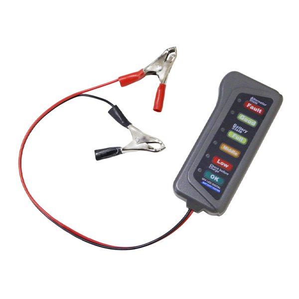 【メール便】 12V車用 バッテリーテスター/オルタネーターチェッカー クランプ式 1個 車 バイク 診断 6LED 測定 車載用 携帯用 非常時