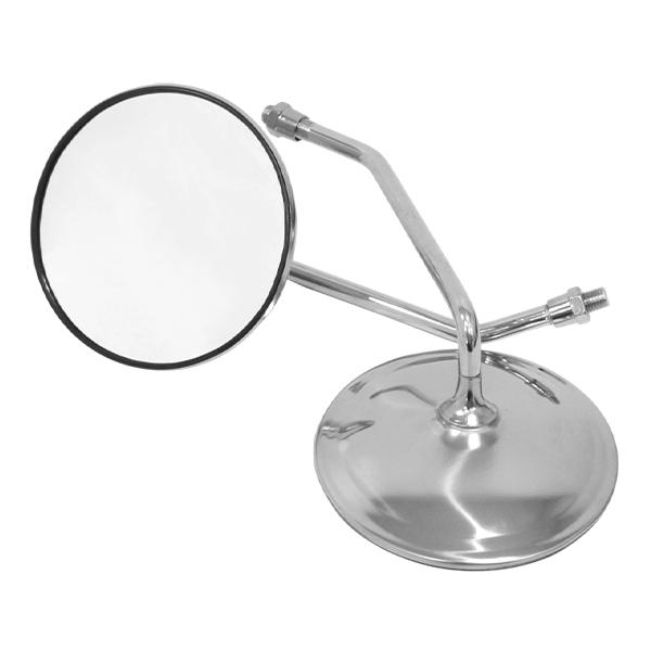 【 汎用 】 バイク クラシック ミラー ラウンド型 ネジ径 10mm 左右 セット クロームメッキ 丸型 鏡 レトロ ヴィンテージ