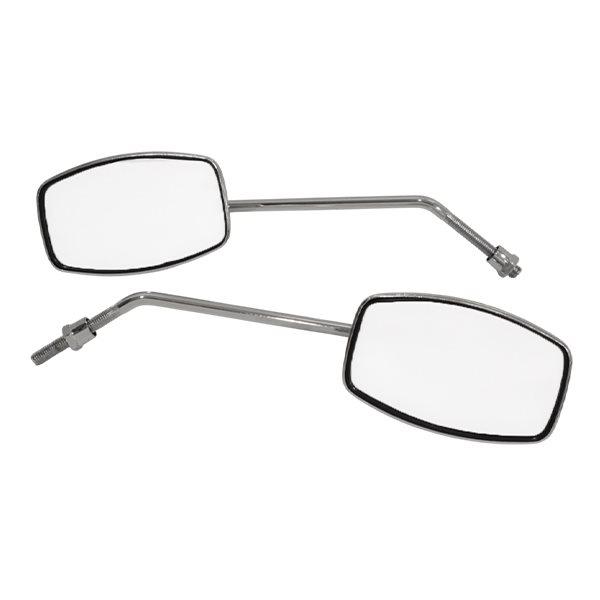 【 バイク クラシックデザイン ミラー スクエア型 クロームメッキ 左右 】◎汎用のスクエア型ミラー◎レトロなデザイン＆高級感のあるクロームメッキで愛車の雰囲気を一気に変えられる！※サイズをよくご確認の上、お客様判断にてご購入ください。※社...