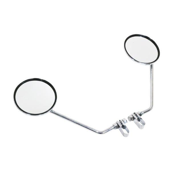 汎用 DA1タイプ クラシック ラウンド バンドミラー 4インチ クロームメッキ 左右 セット バックミラー クランプ式 Φ22.2mm 社外品 新品