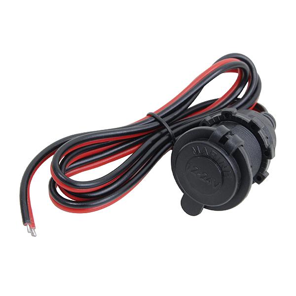 12V 24V シガーソケット メス ソケット 防水キャップ付き 10A (120W