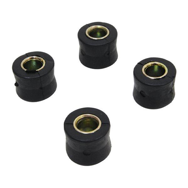 バイク用サスペンション　ラバーブッシュ　4個セットとなります。別車種からのサスペンションの流用や、社外品のサスペンションのカラーサイズが合わない場合にご使用いただけます。また、ラバー部分のへたりでサスペンションの性能を活かせなくなった場合に...