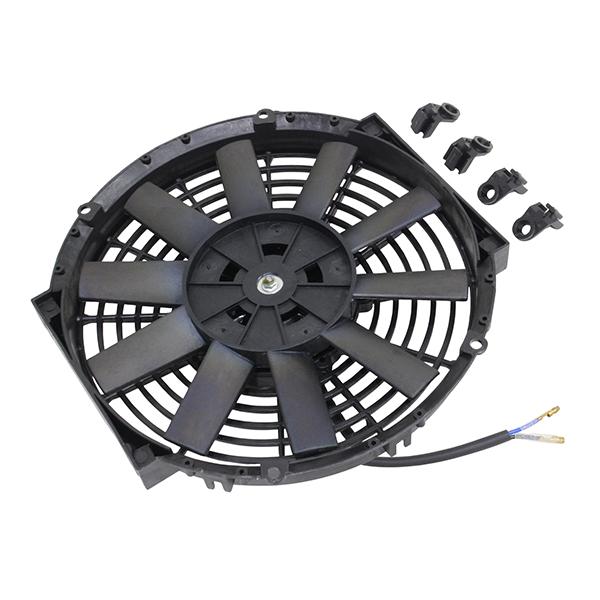 薄型 電動ファン 12V 10インチ 27.2cm ブラック プル式 吸い込みタイプ