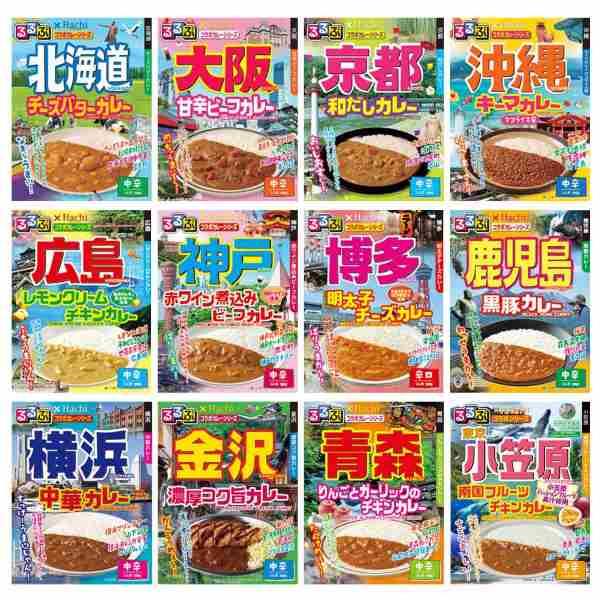 ハチ食品 るるぶ レトルトカレー 10個セット 全国ご当地 12種類から