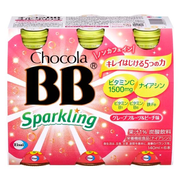 チョコラBB栄養機能食品 スパークリング グレープフルーツ&ピーチ味 ナイアシン 140ml×6本