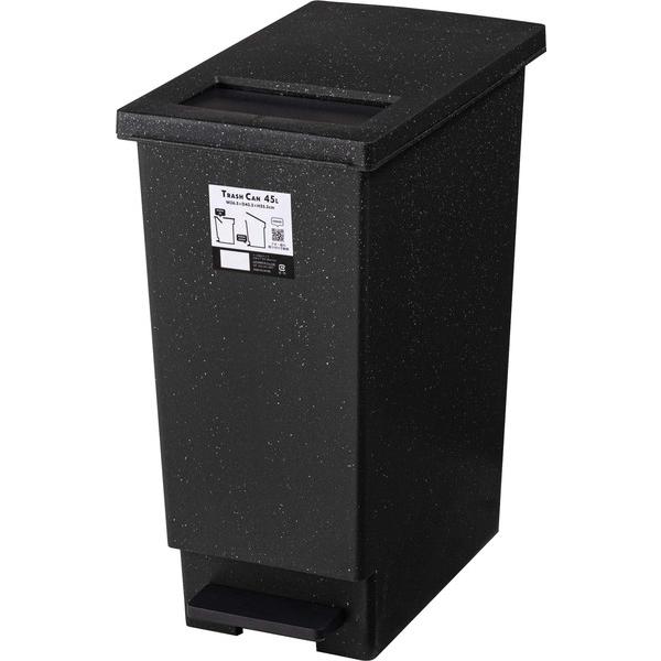 トラッシュカン　ゴミ箱 45リットル おしゃれ 分別 ごみ箱 プッシュ型 ペダル型 蓋付き 45L フタ付き 縦型 シンプル コンパクト 石目調 ブラック 東谷 《os》