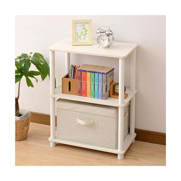 他サイト： 山善 ラック オープンシェルフ 幅47×奥行27×高さ63.5cm 3段 ミニ 角が丸い 組立かんたん ホワイトウォッシュ ISR-3IN(WWの商品画像