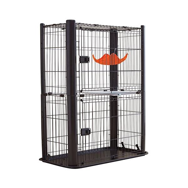 アイリスオーヤマ スリムケージ 2段 ブラウン 猫用 高さ115×幅91×奥行