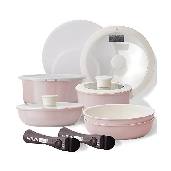 他サイト： アイリスオーヤマ セラミックカラーパン 取っ手の取れるフライパン 13点セット サッと火が通る熱伝導性フライパンセット 時短でふっくらジューシーの商品画像