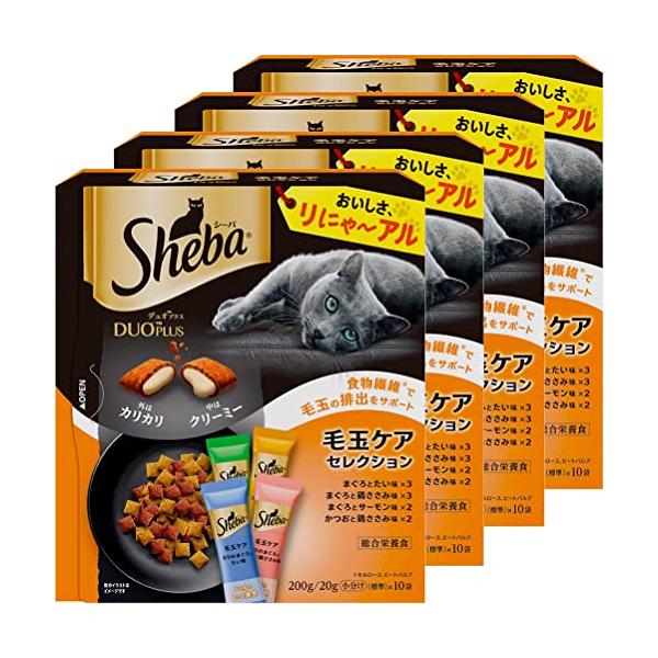 他サイト： シーバ デュオプラス キャットフード 毛玉ケアセレクション 成猫用 200g×4個(まとめ買い)の商品画像