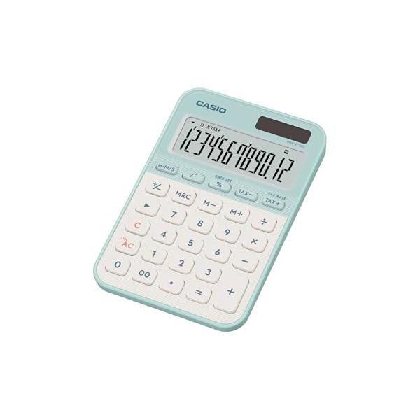 カシオ デザイン電卓 ミニジャスト型カラフル ライトグリーン 12桁 MW-C20D-LG-N