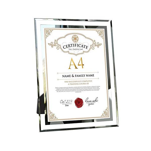 他サイト： ランスー フォトフレーム a4 ガラス おしゃれ 写真立て 賞状 写真スタンド ギフトの商品画像