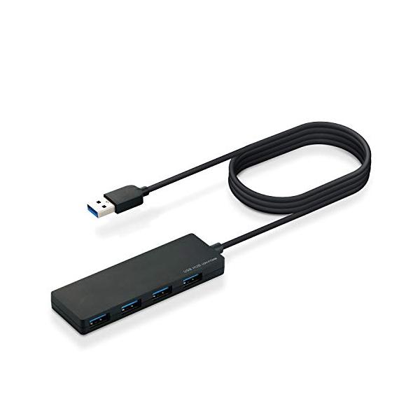他サイト： エレコム USBハブ U3H-FC04BBK 【超小型・軽量設計】 USB3.0 Aポート×4 ケーブル1.5m ブラック MacBook/Suの商品画像