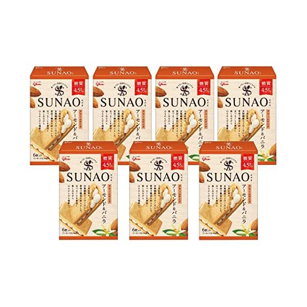 他サイト： 江崎グリコ SUNAO スナオ クリームサンド アーモンド&amp;バニラ(1枚あたり糖質4.5g) ×7箱の商品画像