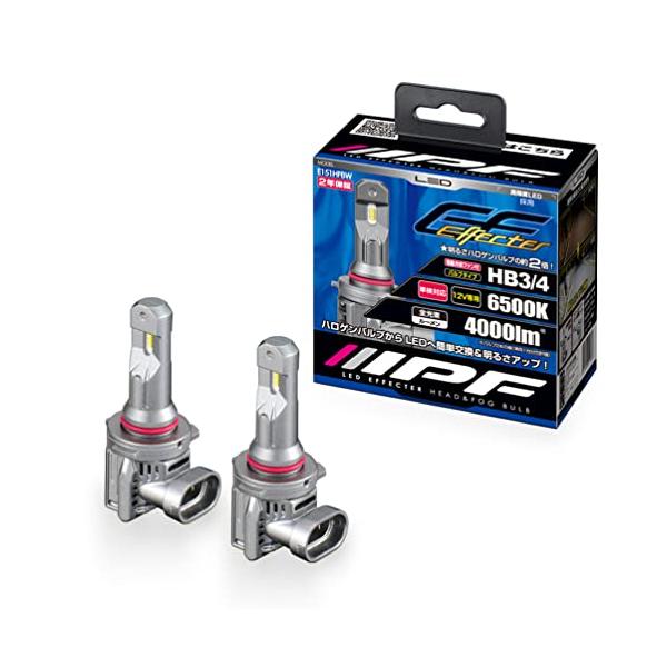 IPF ヘッドライト フォグランプ LED 車用 HB3 HB4 4000lm 6500K ホワイト 12V用 2本入 車検対応 ドライバーユニ