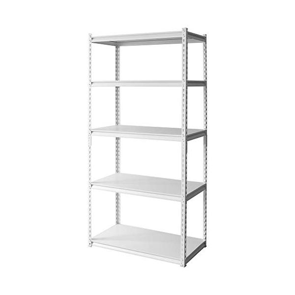 他サイト： アイリスプラザ ラック スチール メタル 幅90cm 5段 STR-900 ホワイト 幅約90×奥行約46×高さ約183cmの商品画像