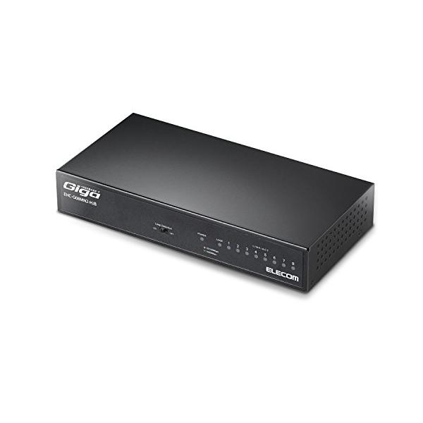 他サイト： エレコム スイッチングハブ ギガビット 8ポート 金属筐体 マグネット付 電源内蔵 ブラック EHC-G08MN2-HJBの商品画像