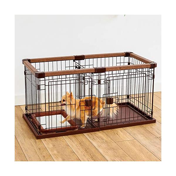 他サイト： ペティオ (Petio) お部屋に合わせて組み替えできる ドッグルームサークル ブラウン スモールの商品画像