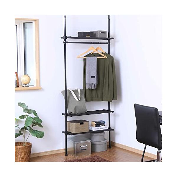 他サイト： 【洗面所でのタオルハンガーにも】アイリスプラザ ラック 棚 壁面 耐荷重各5kg 天井170~260cm対応 幅80 スリム ブラック TWR-の商品画像