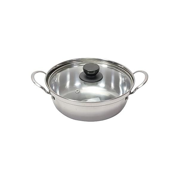 他サイト： パール金属 鍋 卓上鍋 18cm ガラス蓋付 ステンレス製 IH対応 寄せ鍋 キムチ鍋 和楽庵 HC-42の商品画像