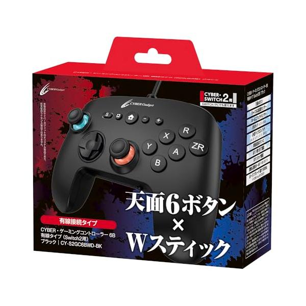 Switch 本体 有線コントローラー CYBER ・ ゲーミングコントローラー 6B 有線タイプ (Switch2 用
