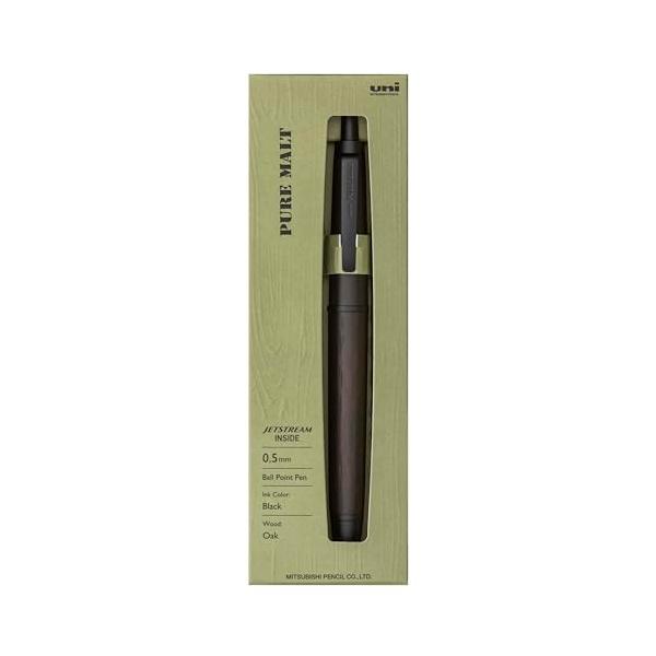 三菱鉛筆 油性ボールペン ピュアモルト ジェットストリームインサイド シングル 0.5mm ダークブラウン 木軸 ギフトパッケージ付 SXNPM