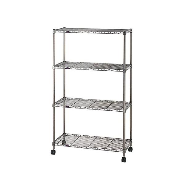 ドウシシャ ルミナス ブラック 幅75 4段 スチールラック 収納棚 艶の