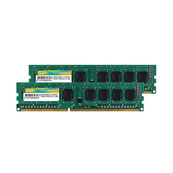 他サイト： シリコンパワー デスクトップPC用 メモリ DDR3 1600 PC3-12800 8GB x 2枚 (16GB) 240Pin 1.5V CLの商品画像