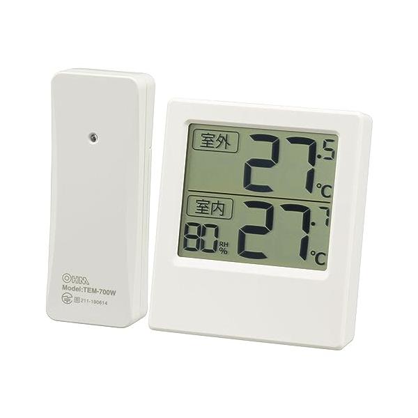 室外の気温も計れる・ホワイト 大文字表示 TEM-701-W・・Size:大文字表示Style:室外の気温も計れるColor:ホワイト・【 特 長 】　◆室内の温湿度、室外の温度を計測できます　◆屋外に送信機を設置して温度計測、最大約50m...