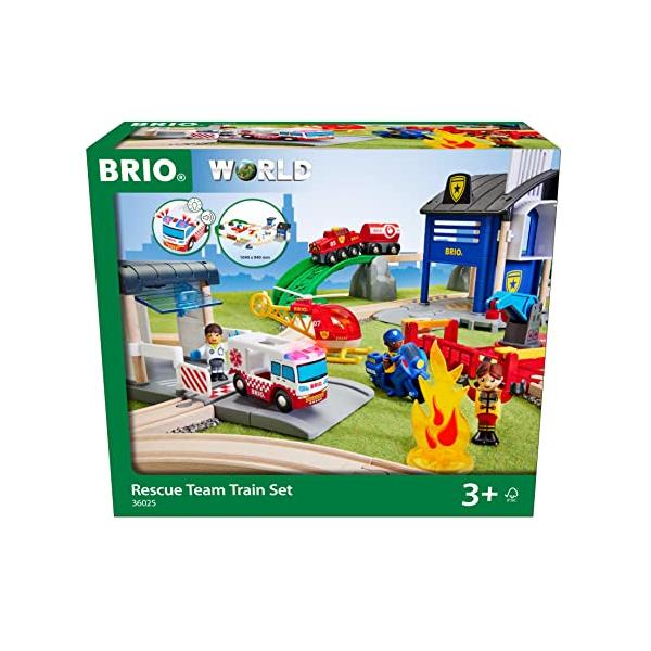 BRIO (ブリオ) レスキューチームセット [全44ピース] 36025 対象年齢 3歳~ 【おもちゃ 玩具 木製おもちゃ 木製レール レール