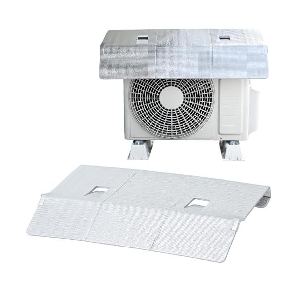 山善(YAMAZEN) 風が通る エアコン 室外機カバー アルミ ひさし付き 幅84×奥行60cm 強力マグネット式 複数の通風口 簡単設置 ベル