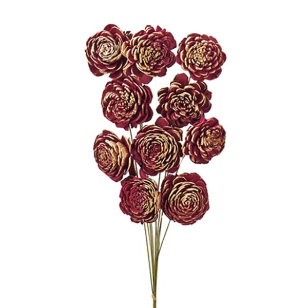 ソーラーローズ・小 ワイン／ゴールド 32085-479１束10本約25cmL花径：約4cm＊自然の生花や植物を原料としています。サイズ、色、形などは同一ではありません。＊表示について《検索ワード》プリザーブドフラワー　ドライフラワー　花材...