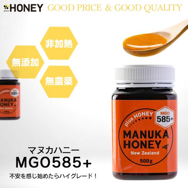 plusHONEY マヌカハニー MGO585+ 500g｜はちみつ 大容量 非加熱 無農薬