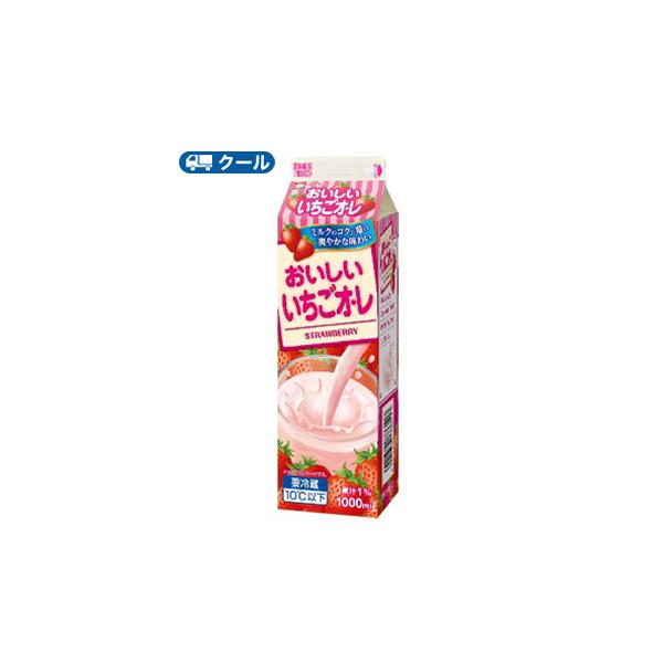 協同乳業　 おいしいいちごオレ　1000ml×6本入　【クール便】　　〔メイトー　クール便　乳製品　牛乳　ミルク　milk　苺　いちご　イチゴ　オレ〕
