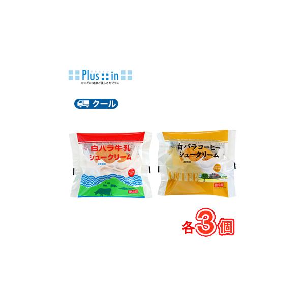 白バラ 牛乳 シュークリーム/コーヒーシュークリームセット 各3個【クール便】 シュークリーム 洋菓子 スイーツ おやつ　送料無料