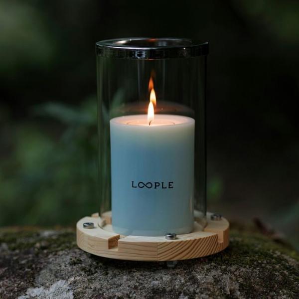 LOOPLE キャンドルシリンダー ウッド アクア 06663703 ペガサスキャンドル ループル キャンドル ホルダー スタンド キャンプ アウトドア プレゼント