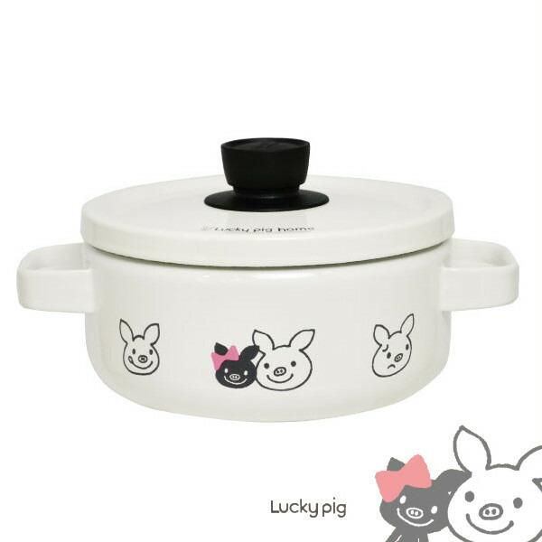 LuckyPig home キャセロール 20cm ホーロー オーブン対応 IH対応 両手