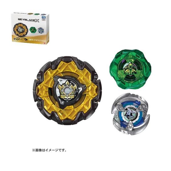 BEYBLADE X とは、超加速ギミック【Xダッシュ】による驚異的なスピードと衝撃でエクストリームなバトルを繰り広げるギアスポーツである。ベイブレードが３個入っており、３on３バトルやカスタマイズがすぐに楽しめるデッキセット。中でも「エン...