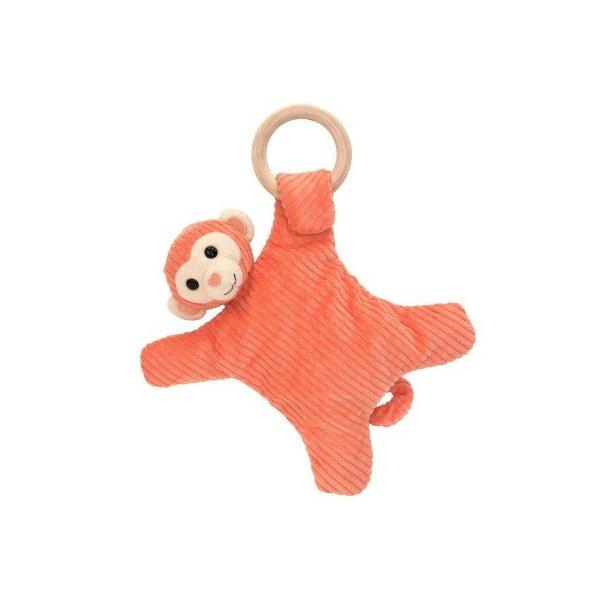 オーガニックコットンでできたぬいぐるみのおしゃぶりホルダー! 付属の木製歯固めを取り外し、いつもお使いのおしゃぶりをつけるとかわいいホルダーに。やさしいさわり心地と愛くるしい表情がたまらないお子様の小さなお友達です。おしゃぶりの時期が過ぎて...