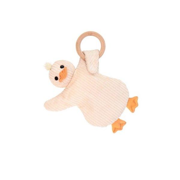 オーガニックコットンでできたぬいぐるみのおしゃぶりホルダー! 付属の木製歯固めを取り外し、いつもお使いのおしゃぶりをつけるとかわいいホルダーに。やさしいさわり心地と愛くるしい表情がたまらないお子様の小さなお友達です。おしゃぶりの時期が過ぎて...