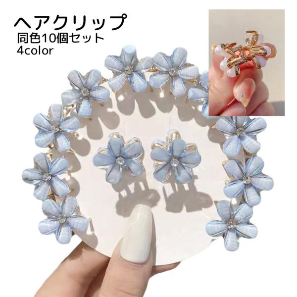 plusnao ヘアクリップ 10個セット 小さい ヘアアクセサリー フラワー