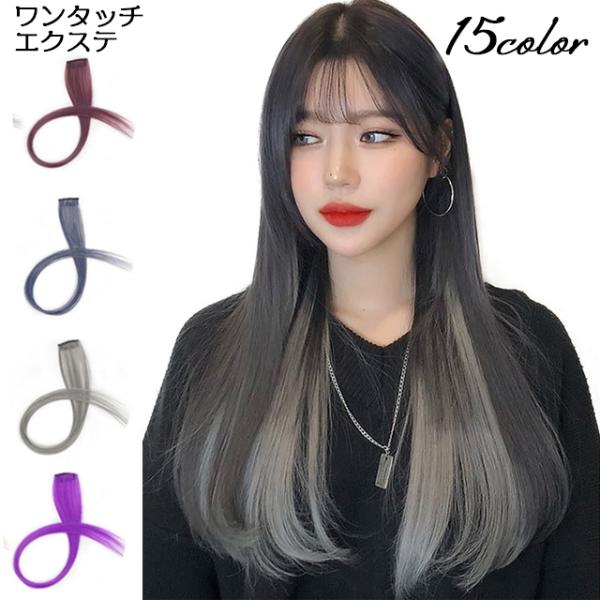 メッシュ　ハーフ　エクステ　ウィッグ　つけ毛　ロング　ストレート エクステ エクステンション ワンタッチ ポイントウィッグ