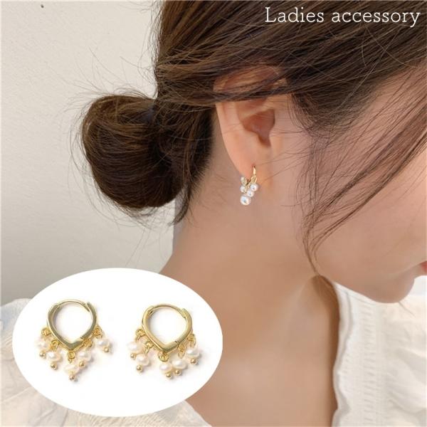 雫フープピアスB アボカドホワイトNo.303