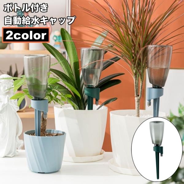 自動給水キャップ 自動水やり器 ボトル付き ペットボトル対応 植木鉢 植物 室内 自動散水用具 ガーデニング用品 水切れ対策 園芸 観葉植物 ガーデニ