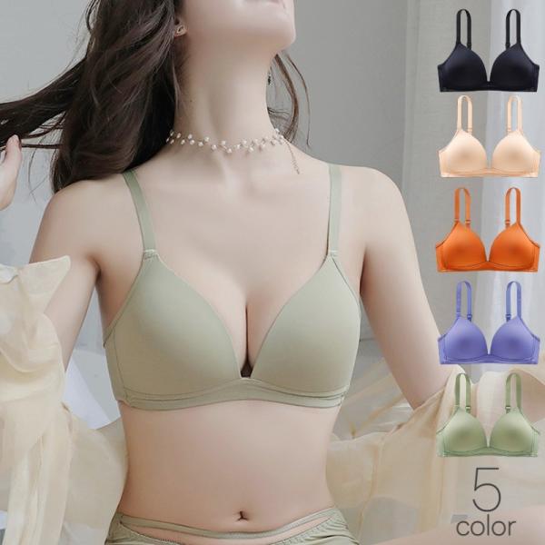 ブラジャー 単品 レディース 女性用 インナー 下着 ランジェリー ノンワイヤー 3 4カップ 無地 シンプル 背中ホック おしゃれ デイリー 婦人用