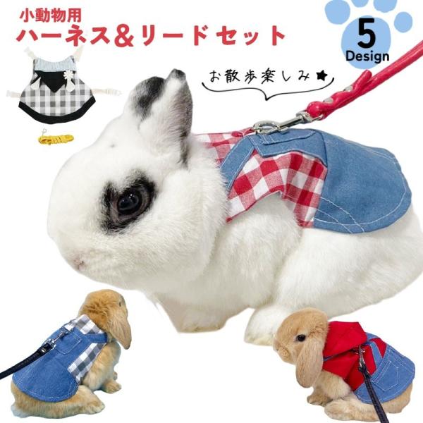 ウサギなどの小動物用のリードハーネスセットです。道路に飛び出したり、逃げ出したりすることを防ぎます。また、サイズが合えばキャットウェアとしてもご使用いただけます♪※リードカラーはお選びいただけません。ご了承の上、ご購入お願いいたします。【サ...