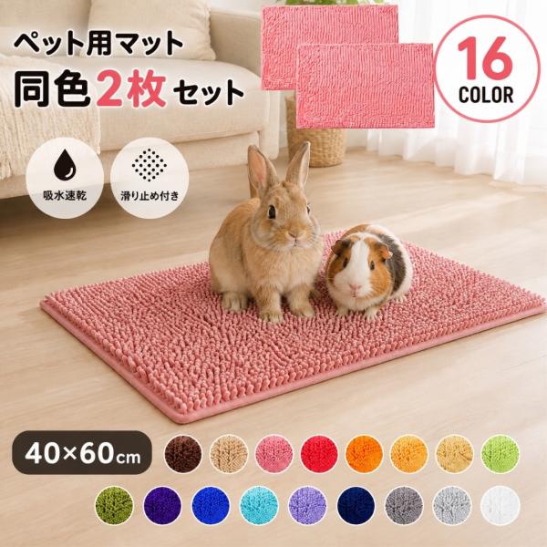 ペット用マット 2枚組 2枚セット 犬 猫 小動物 おしっこマット 吸水 おしっこマット 40cm 60cm うさぎ ウサギ モルモット チンチラ 洗