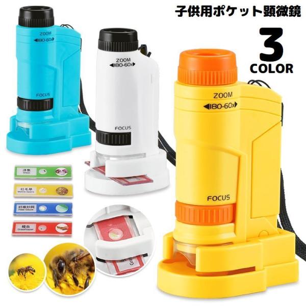 持ち運び便利なポケットサイズ♪子ども用のポータブル顕微鏡です。嬉しい標本4枚のオマケ付き☆誕生日・クリスマスのプレゼントや、入学祝いのギフト等にも◎【対象年齢：6歳以上】【サイズについて】画像をご参照ください。【素材について】ABS他【カラ...